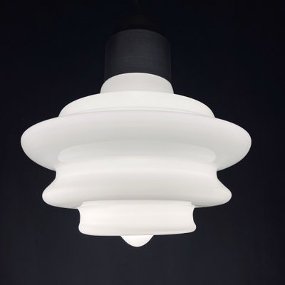 Large Mid-Century White Opaline Glass Pendant Lamp, Italy, 1960s-WQC-984319