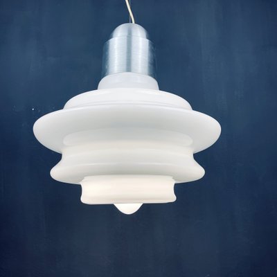 Large Mid-Century White Opaline Glass Pendant Lamp, Italy, 1960s-WQC-984319