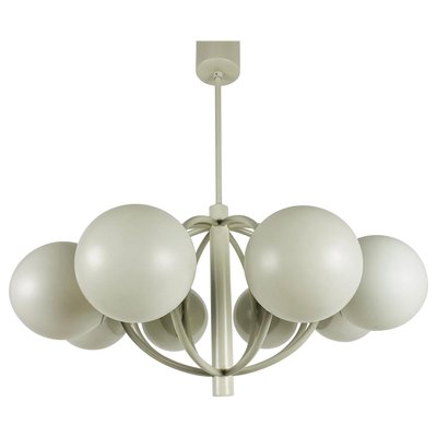 Large Mid-Century White Space Age Chandelier from Kaiser, 1960s, Germany-PUK-839035