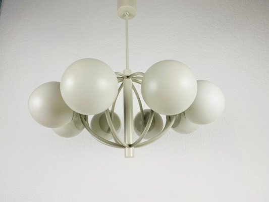 Large Mid-Century White Space Age Chandelier from Kaiser, 1960s, Germany-PUK-839035