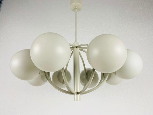 Large Mid-Century White Space Age Chandelier from Kaiser, 1960s, Germany-PUK-839035