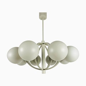 Large Mid-Century White Space Age Chandelier from Kaiser, 1960s, Germany-PUK-839035