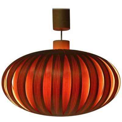 Large Mid-Century Wooden Veneer Pendant from Úluv, 1960s-TZ-848579