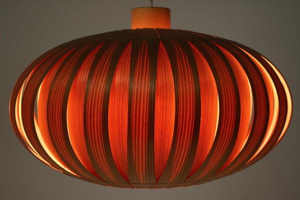 Large Mid-Century Wooden Veneer Pendant from Úluv, 1960s-TZ-848579