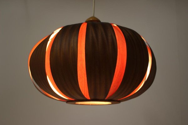 Large Mid-Century Wooden Veneer Pendant from Úluv, 1960s-TZ-828876