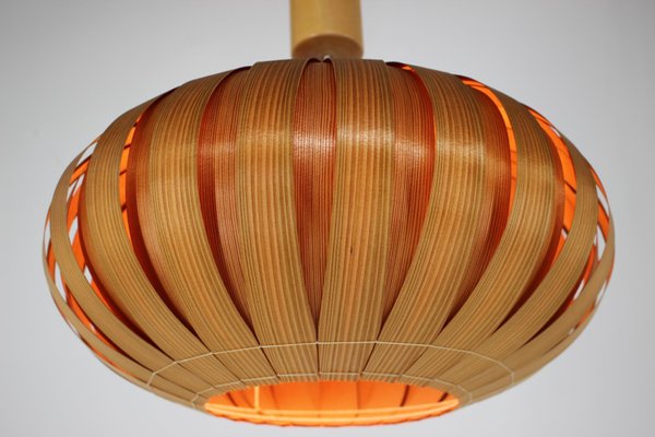 Large Mid-Century Wooden Veneer Pendant from Úluv, 1960s-TZ-848579