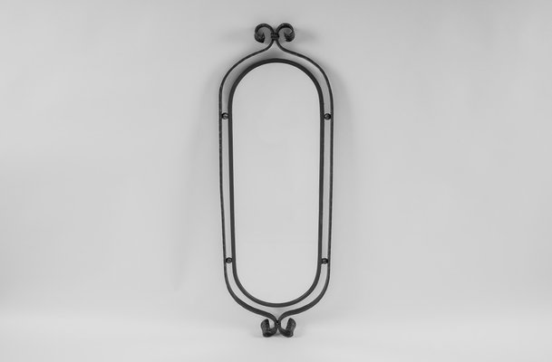 Large Mid-Century Wrought Iron Wall Mirror, 1960s-KQB-1437940