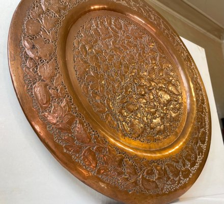 Large Middle Eastern Tray in Piercet Copper, 1960s-LCR-1405550