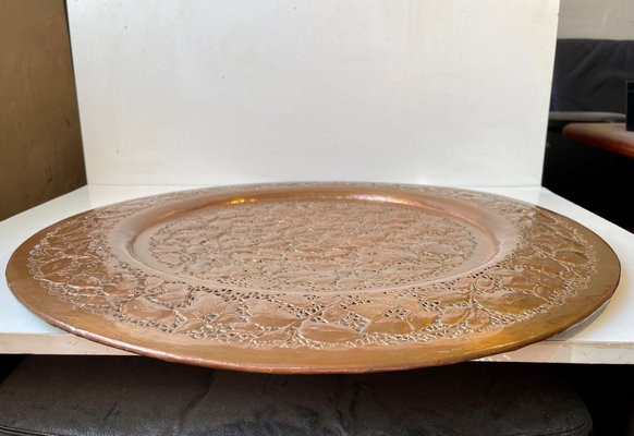 Large Middle Eastern Tray in Piercet Copper, 1960s-LCR-1405550