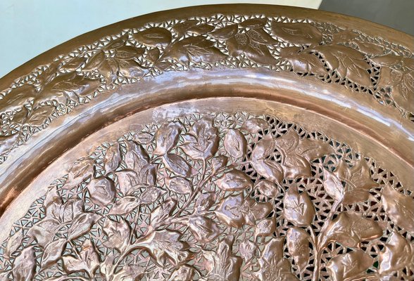 Large Middle Eastern Tray in Piercet Copper, 1960s-LCR-1405550