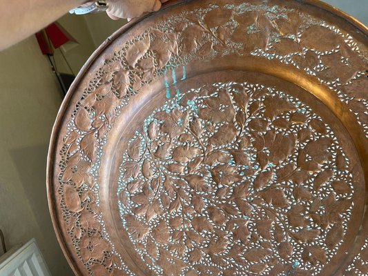 Large Middle Eastern Tray in Piercet Copper, 1960s-LCR-1405550