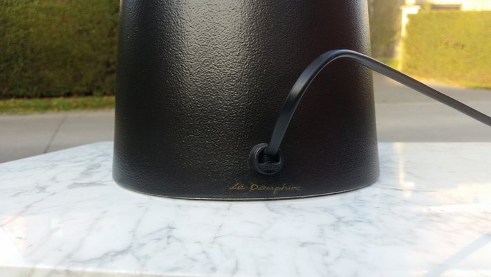 Large Minimalist French Black Ceramic Table Lamp from Le Dauphin, 1980s-AWL-1720840