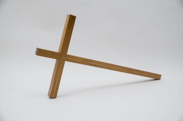 Large Minimalist German Crucifix from Walnut & Brass, 1960s-KQB-1161240