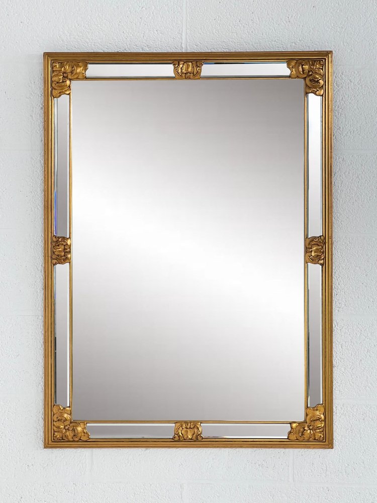 Large Mirror with Beads and Gilded Frame