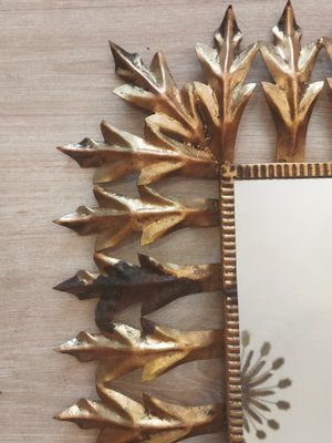 Large Mirror with Gold Metal Vegetable Motifs, 1950s-QY-1317607