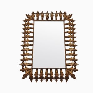 Large Mirror with Gold Metal Vegetable Motifs, 1950s-QY-1317607