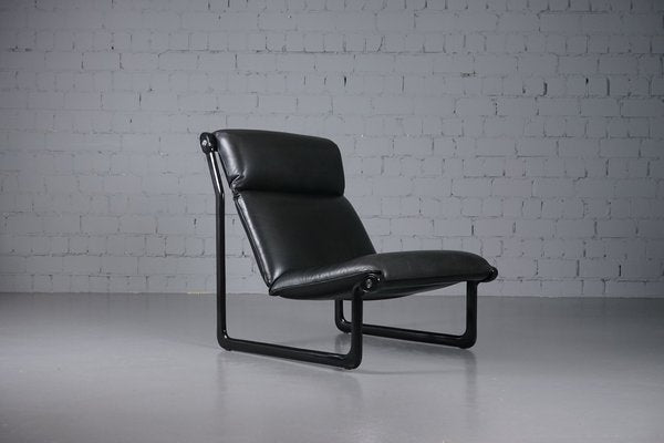 Large Model 2001 Lounge Chair in Black Leather by Bruce Hannah and Andrew Ivar Morrison for Knoll International, 1970s-XNJ-1758706