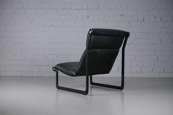 Large Model 2001 Lounge Chair in Black Leather by Bruce Hannah and Andrew Ivar Morrison for Knoll International, 1970s-XNJ-1758706