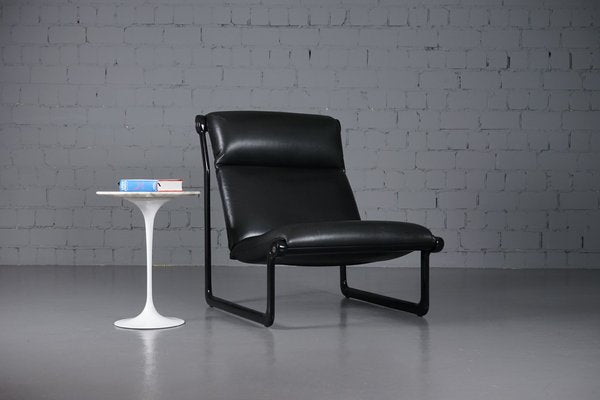 Large Model 2001 Lounge Chair in Black Leather by Bruce Hannah and Andrew Ivar Morrison for Knoll International, 1970s-XNJ-1758706