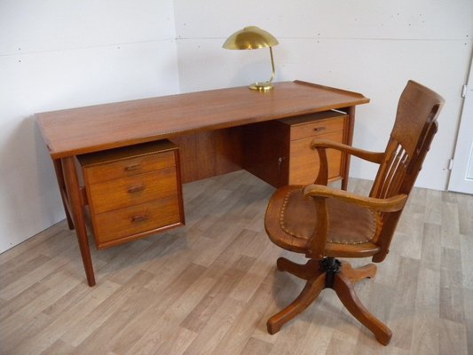 Large Model 207 Desk in Teak by Arne Vodder for Sibast, Denmark, 1950s-FEO-1776159