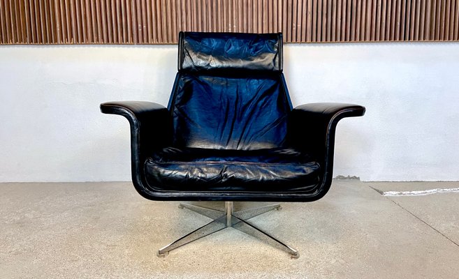 Large Model Siesta 62 Leather Lounge Chair & Ottoman by Jaques Brûle for Hans Kaufeld, Germany, 1960s , Set of 2-JP-1424880