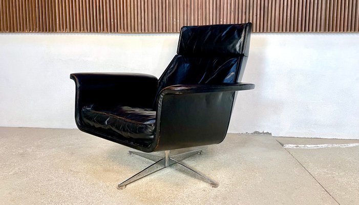 Large Model Siesta 62 Leather Lounge Chair & Ottoman by Jaques Brûle for Hans Kaufeld, Germany, 1960s , Set of 2-JP-1424880