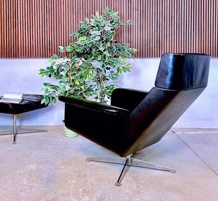 Large Model Siesta 62 Leather Lounge Chair & Ottoman by Jaques Brûle for Hans Kaufeld, Germany, 1960s , Set of 2-JP-1424880