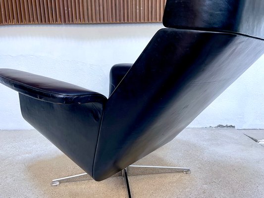 Large Model Siesta 62 Leather Lounge Chair & Ottoman by Jaques Brûle for Hans Kaufeld, Germany, 1960s , Set of 2-JP-1424880