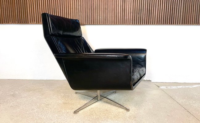 Large Model Siesta 62 Leather Lounge Chair & Ottoman by Jaques Brûle for Hans Kaufeld, Germany, 1960s , Set of 2-JP-1424880