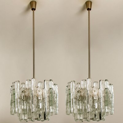 Large Modern Chrome & Ice Glass 3-Tier Chandeliers by J. T. Kalmar, Set of 2-VDW-915243