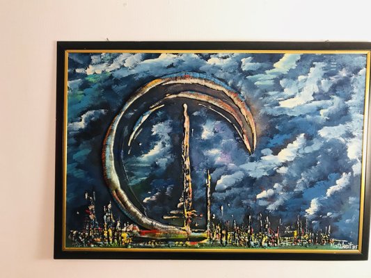 Large Modern Painting by Gerhard Matzkeit, Mixed Technique, 1940s-WQJ-895830