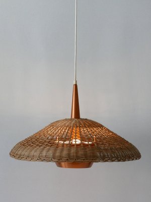 Large Modern Rattan & Copper Pendant Lamp, 1970s-WPT-1336556