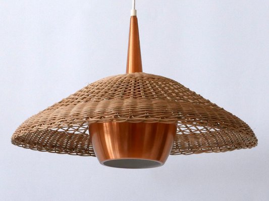 Large Modern Rattan & Copper Pendant Lamp, 1970s-WPT-1336556