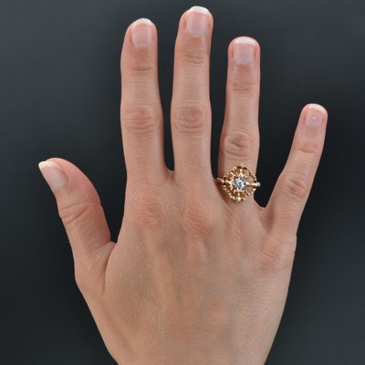 Large Modern Ring in 18 Karat Yellow White Arabesque with Diamonds-OLU-1315799