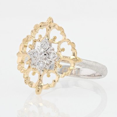 Large Modern Ring in 18 Karat Yellow White Arabesque with Diamonds-OLU-1315799