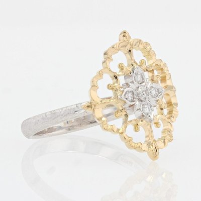 Large Modern Ring in 18 Karat Yellow White Arabesque with Diamonds-OLU-1315799