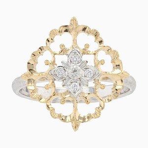 Large Modern Ring in 18 Karat Yellow White Arabesque with Diamonds-OLU-1315799