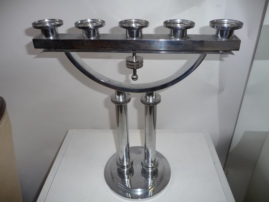 Large Modernist Machine Age Candlesticks, 1930s, Usa., Set of 2-XHV-1104590