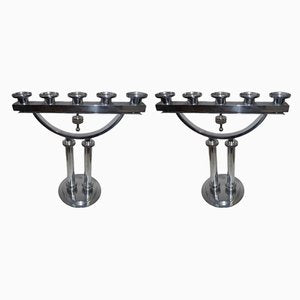 Large Modernist Machine Age Candlesticks, 1930s, Usa., Set of 2-XHV-1104590