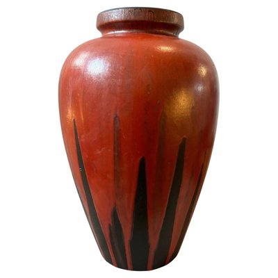 Large Modernist Red and Black Fat Lava Ceramic Stromboli Vase by Ceramano, 1976-NMK-1812055