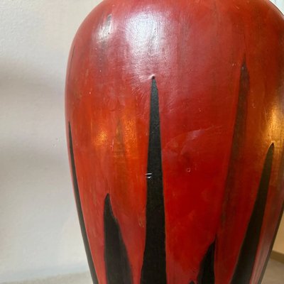 Large Modernist Red and Black Fat Lava Ceramic Stromboli Vase by Ceramano, 1976-NMK-1812055