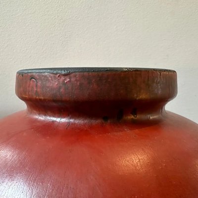 Large Modernist Red and Black Fat Lava Ceramic Stromboli Vase by Ceramano, 1976-NMK-1812055