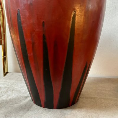 Large Modernist Red and Black Fat Lava Ceramic Stromboli Vase by Ceramano, 1976-NMK-1812055