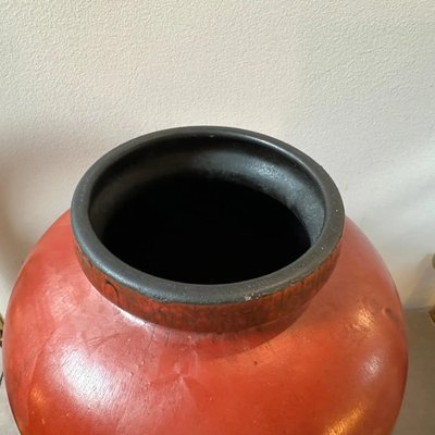 Large Modernist Red and Black Fat Lava Ceramic Stromboli Vase by Ceramano, 1976-NMK-1812055