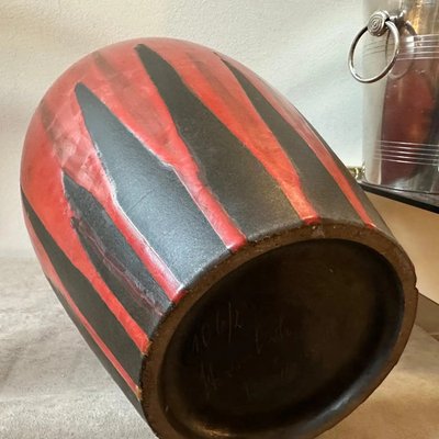 Large Modernist Red and Black Fat Lava Ceramic Stromboli Vase by Ceramano, 1976-NMK-1812055