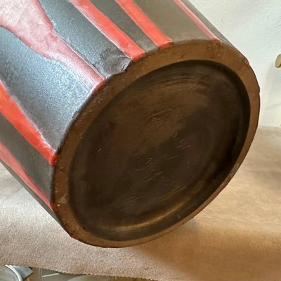 Large Modernist Red and Black Fat Lava Ceramic Stromboli Vase by Ceramano, 1976-NMK-1812055