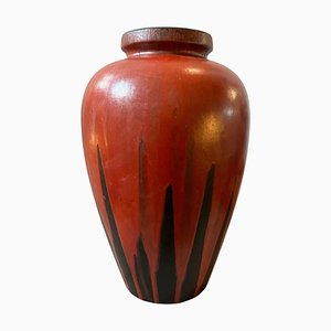 Large Modernist Red and Black Fat Lava Ceramic Stromboli Vase by Ceramano, 1976-NMK-1812055