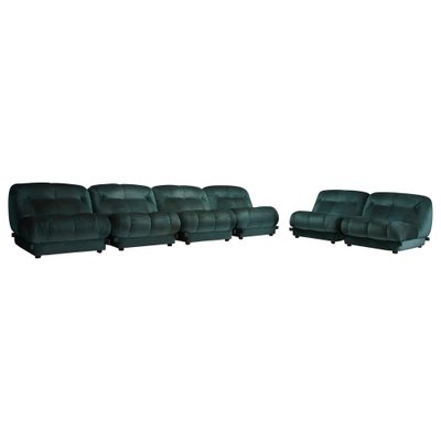 Large Modular Nuvolone Sofa in Green Fabric attributed to Rino Maturi, 1970s, Set of 6-QT-1799963