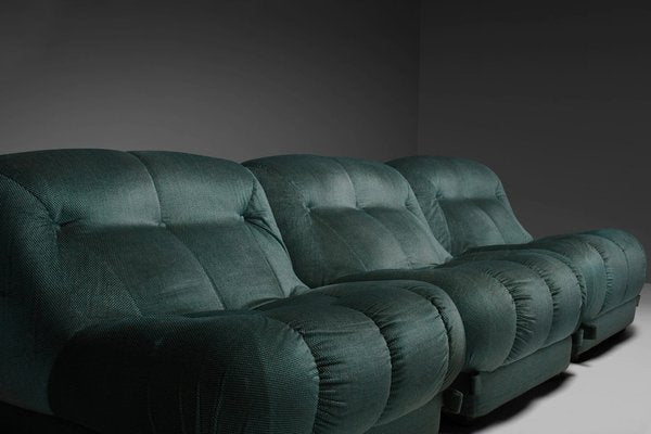 Large Modular Nuvolone Sofa in Green Fabric attributed to Rino Maturi, 1970s, Set of 6-QT-1799963