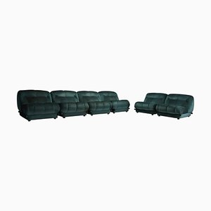 Large Modular Nuvolone Sofa in Green Fabric attributed to Rino Maturi, 1970s, Set of 6-QT-1799963